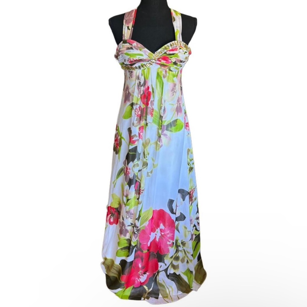 Floral Halter Maxi Dress - Multicolor